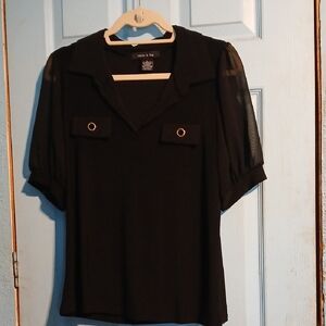 Black Sheer Sleeve Top